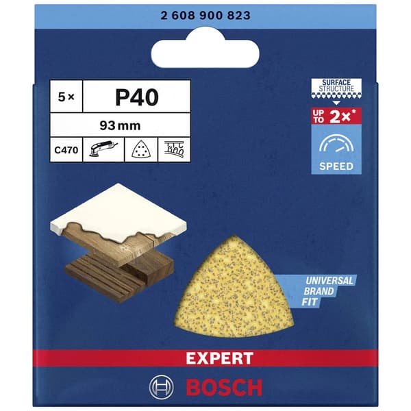 Bosch Accessories EXPERT C470 2608900823 Deltaslippapper perforerad Kornighet 40 (L x B) 93 mm x 93 mm 5 st