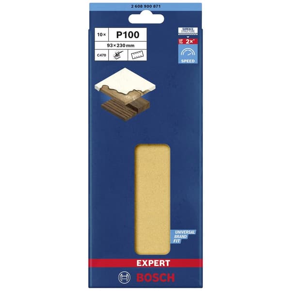 Bosch Accessories EXPERT C470 2608900871 Slipmaskinspapper perforerad Kornighet 100 (L x B) 230 mm x 93 mm 10 st