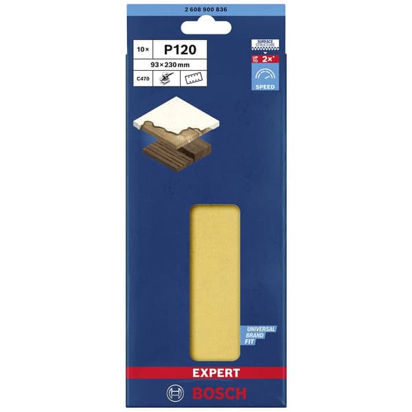 Bosch Accessories EXPERT C470 2608900836 Slipmaskinspapper perforerad Kornighet 120 (L x B) 230 mm x 93 mm 10 st