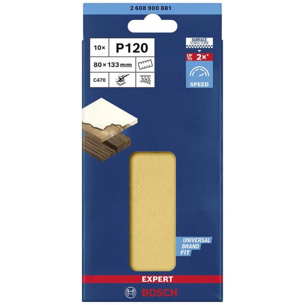 Bosch Accessories EXPERT C470 2608900881 Slipmaskinspapper perforerad Kornighet 120 (L x B) 133 mm x 80 mm 10 st