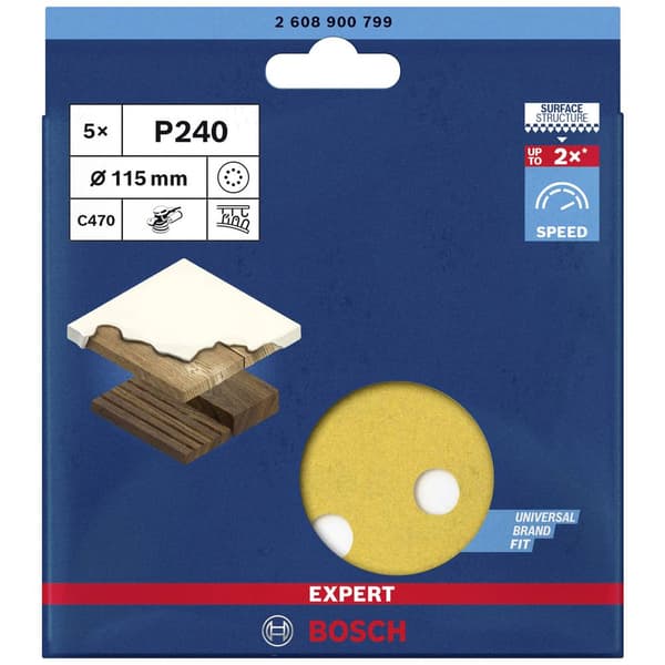 Bosch Accessories EXPERT C470 2608900799 Excenterslippapper perforerad Kornighet 240 (Ø) 115 mm 5 st