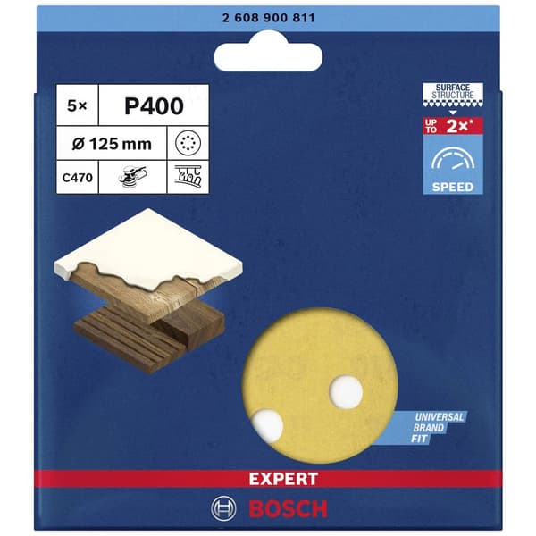Bosch Accessories EXPERT C470 2608900811 Excenterslippapper perforerad Kornighet 400 (Ø) 125 mm 5 st