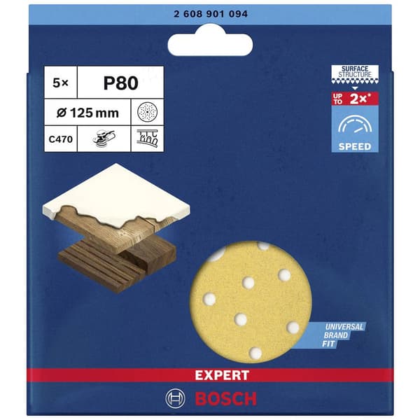 Bosch Accessories EXPERT C470 2608901094 Excenterslippapper perforerad Kornighet 80 (Ø) 125 mm 5 st
