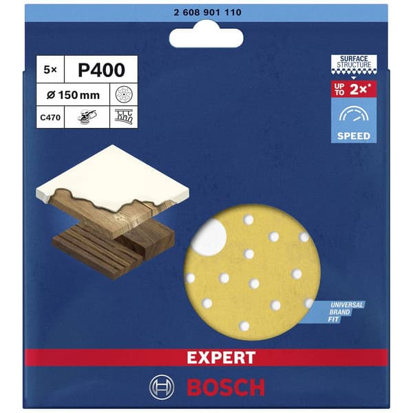 Bosch Accessories EXPERT C470 2608901110 Excenterslippapper perforerad Kornighet 400 (Ø) 150 mm 5 st