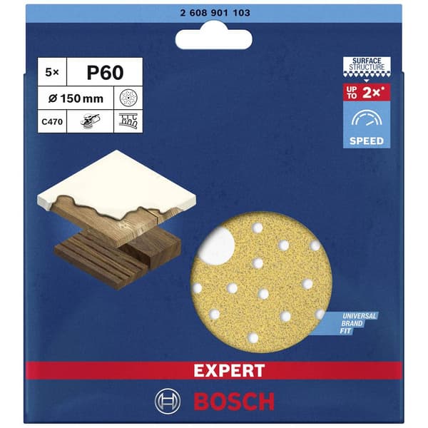 Bosch Accessories EXPERT C470 2608901103 Excenterslippapper perforerad Kornighet 60 (Ø) 150 mm 5 st