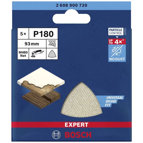 Bosch Accessories EXPERT M480 2608900720 Slipnät för deltaslip operforerad Kornighet 180 (L x B) 93 mm x 93 mm 5 st