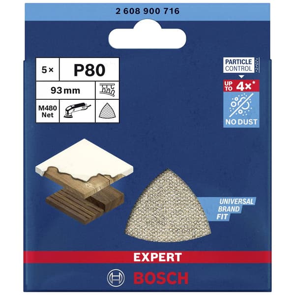 Bosch Accessories EXPERT M480 2608900716 Slipnät för deltaslip operforerad Kornighet 80 (L x B) 93 mm x 93 mm 5 st