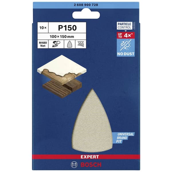 Bosch Accessories EXPERT M480 2608900728 Slipnät för multislipare operforerad Kornighet 150 (L x B) 150 mm x 100 mm 10