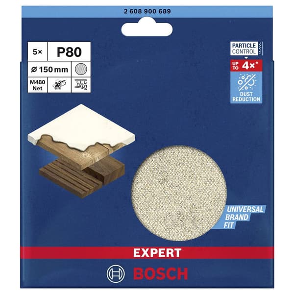 Bosch Accessories EXPERT M480 2608900689 Slipnät för excenterslip operforerad Kornighet 80 (Ø) 150 mm 5 st