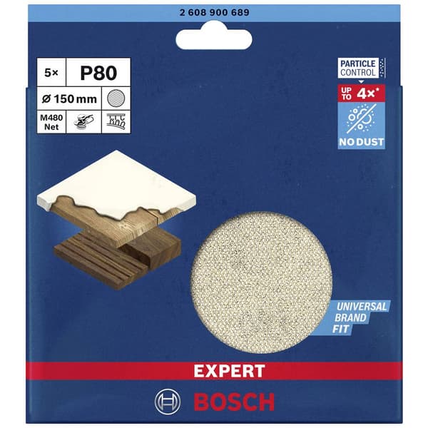 Bosch Accessories EXPERT M480 2608900689 Slipnät för excenterslip operforerad Kornighet 80 (Ø) 150 mm 5 st