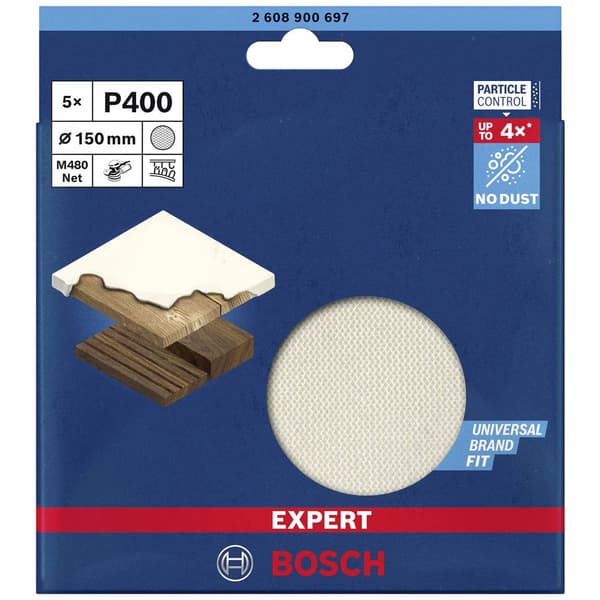 Bosch Accessories EXPERT M480 2608900697 Slipnät för excenterslip operforerad Kornighet 400 (Ø) 150 mm 5 st