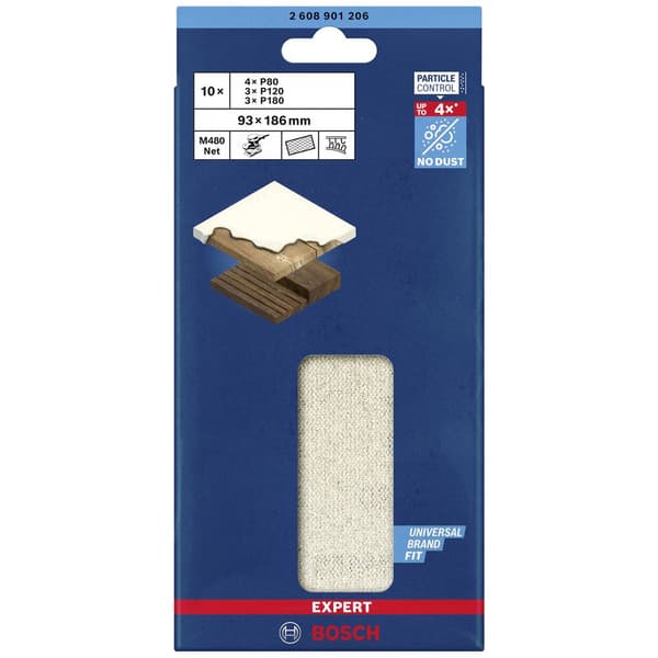 Bosch Accessories EXPERT M480 2608901206 Slipnätset perforerad Kornighet 80, 80, 80, 80, 120, 120, 120, 180, 180, 180 (