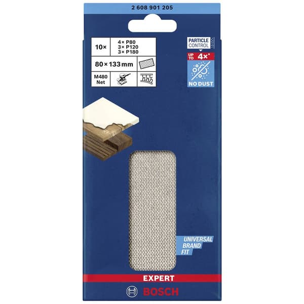 Bosch Accessories EXPERT M480 2608901205 Slipnätset perforerad Kornighet 80, 80, 80, 80, 120, 120, 120, 180, 180, 180 (