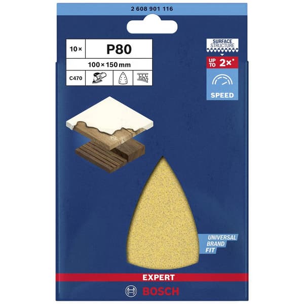 Bosch Accessories EXPERT C470 2608901116 Slipnät för multislipare perforerad Kornighet 80 (L x B) 150 mm x 100 mm 10 st