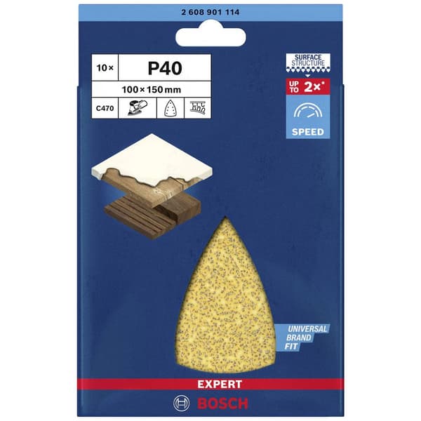 Bosch Accessories EXPERT C470 2608901114 Slipnät för multislipare perforerad Kornighet 40 (L x B) 150 mm x 100 mm 10 st