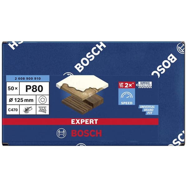 Bosch Accessories EXPERT C470 2608900910 Excenterslippapper perforerad Kornighet 80 (Ø) 125 mm 50 st