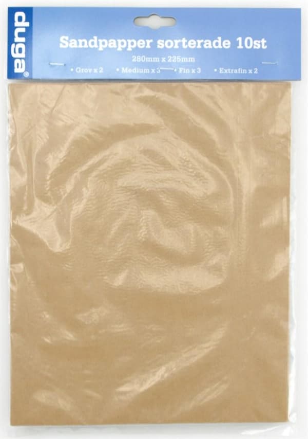 10-Pack Sandpapper - Grov / Med / Fin / Extra Fin - Slippapper