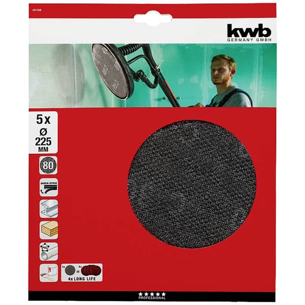 kwb 491508 Slippapper för skivslip Kornighet 80 (Ø) 225 mm 5 st