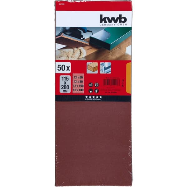 kwb 812999 Slippapper Kornighet 60, 80, 120, 180 (L x B) 280 mm x 115 mm 50 st