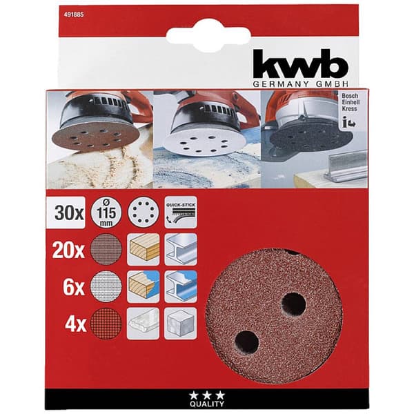 kwb 491885 Deltaslippapper-set (Ø) 115 mm 30 st