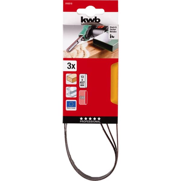 kwb 910510 Slipband set Kornighet 100 (L x B) 457 mm x 13 mm 3 st