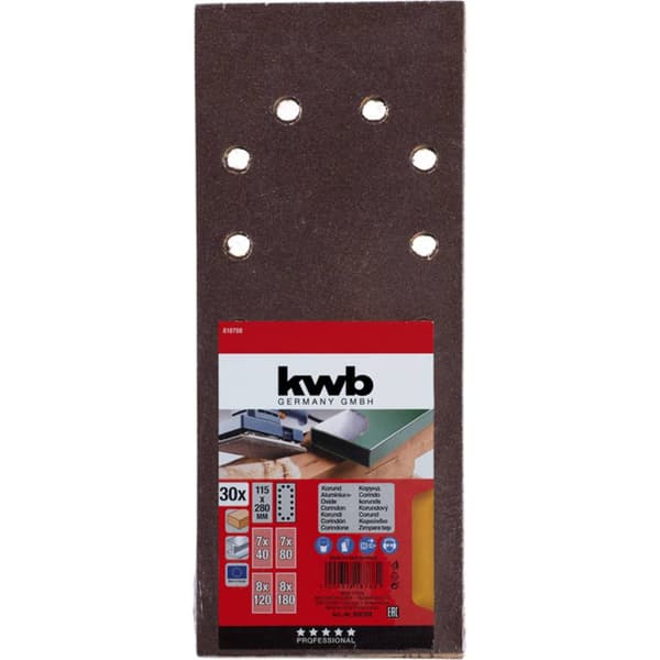 kwb 818788 Slippapper Kornighet 60, 80, 120, 180 (L x B) 280 mm x 115 mm 30 st