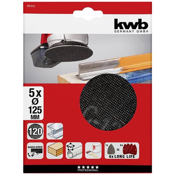 kwb 491422 Slippapper för skivslip Kornighet 220 (Ø) 150 mm 5 st