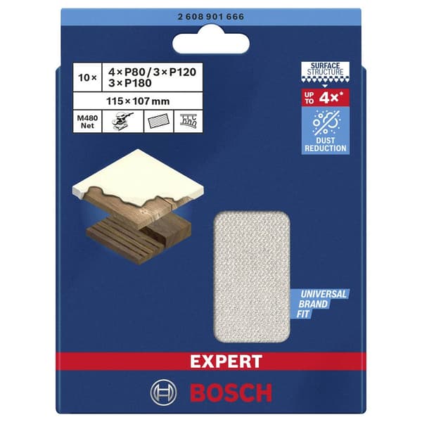 Bosch Accessories 2608901666 Slipnät för oscillerande slipmaskin Kornighet 80, 120, 180 (L x B) 115 mm x 107 mm 1 set