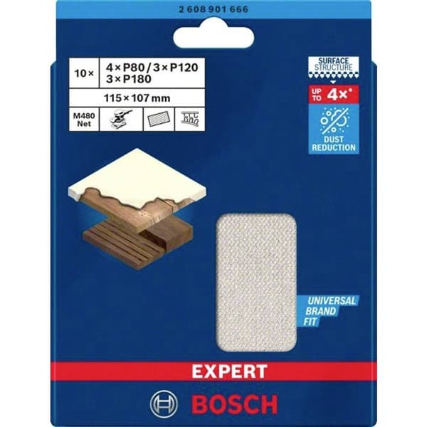 Bosch Accessories 2608901666 Slipnät för oscillerande slipmaskin Kornighet 80, 120, 180 (L x B) 115 mm x 107 mm 1 set