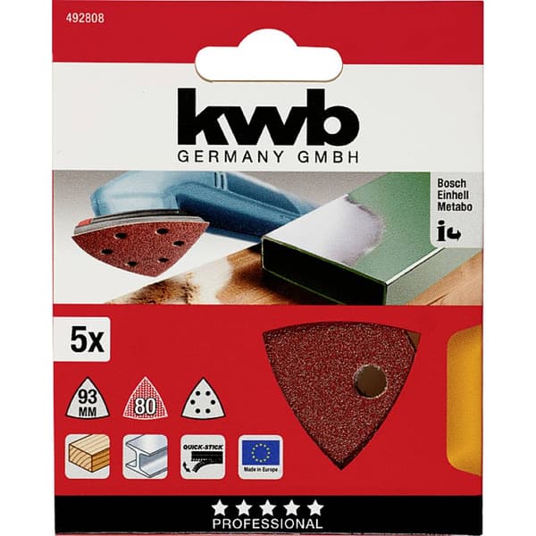 kwb 492808 Deltaslippapper Kornighet 80 (Ø) 93 mm 5 st