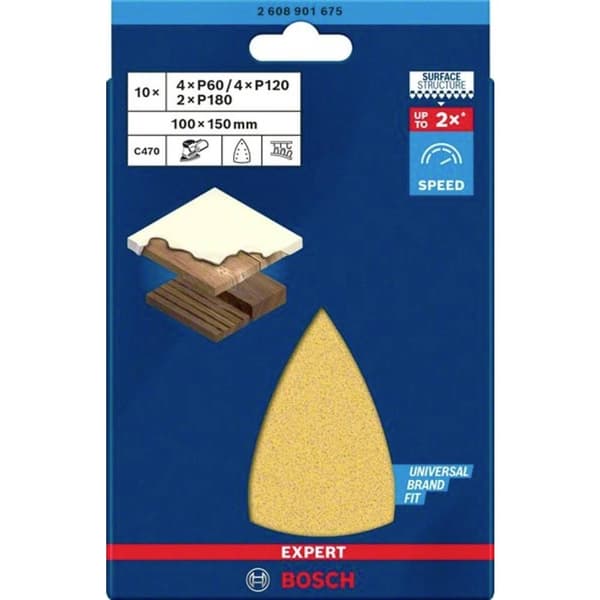 Bosch Accessories 2608901675 Slippapper för multi-slipar Kornighet 60, 120, 180 (L x B) 150 mm x 100 mm 1 set
