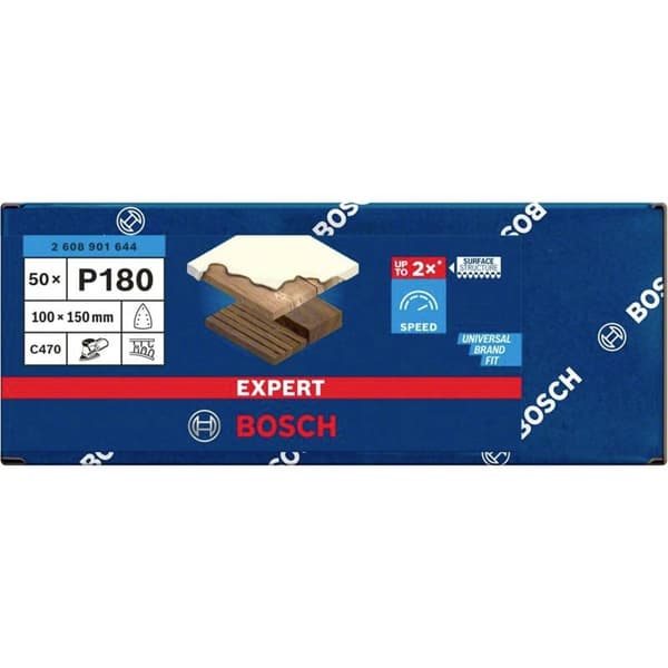 Bosch Accessories 2608901644 Slippapper för multi-slipar Kornighet 180 (L x B) 150 mm x 100 mm 50 st