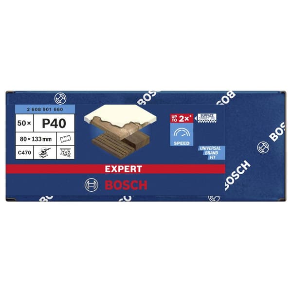 Bosch Accessories 2608901660 Slippapper för svängslipare Kornighet 40 (L x B) 133 mm x 80 mm 50 st