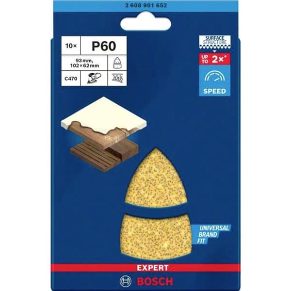 Bosch Accessories 2608901652 Slippapper för multi-slipar Kornighet 60 (L x B) 93 mm x 102 mm 10 st