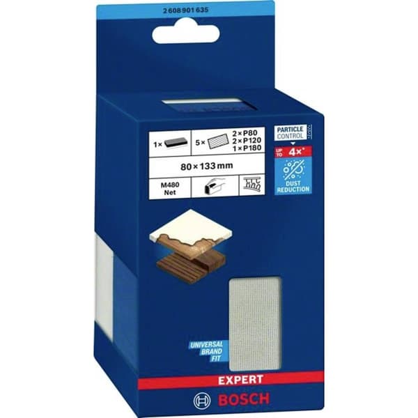 Bosch Accessories EXPERT M480 2608901635 Slipblock Kornighet 80, 120, 180 (L x B) 133 mm x 80 mm 1 st