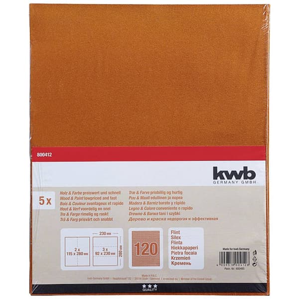 kwb 800412 Slippapper Kornighet 120 (L x B) 280 mm x 230 mm 5 st