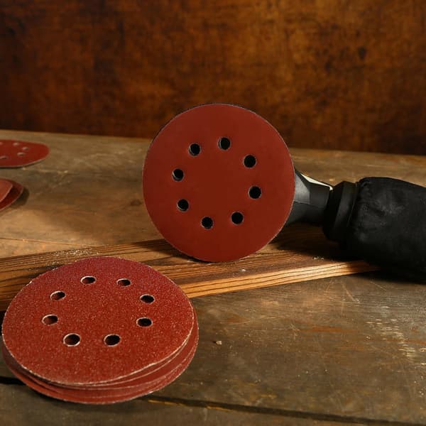 15st 125 mm rund 8-håls polerande sandpapperssats, slipmaskins polerplatta