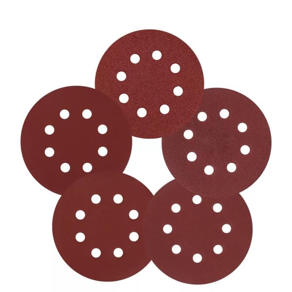 15st 125 mm rund 8-håls polerande sandpapperssats, slipmaskins polerplatta