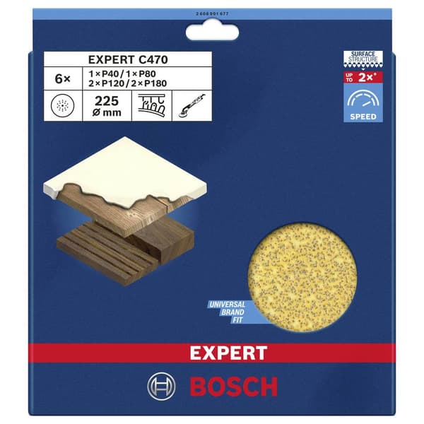 Bosch Accessories 2608901677 Slippapper för gipsskiva Kornighet 40, 80, 120, 180 (Ø) 225 mm 6 st