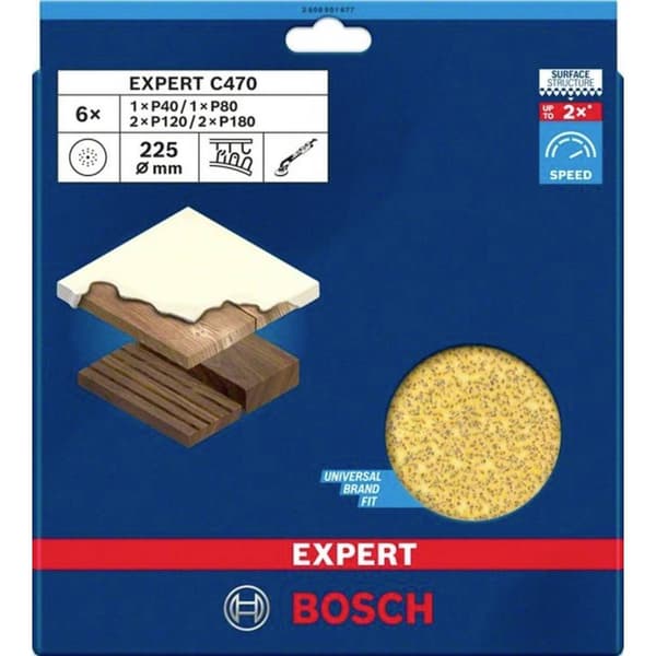 Bosch Accessories 2608901677 Slippapper för gipsskiva Kornighet 40, 80, 120, 180 (Ø) 225 mm 6 st