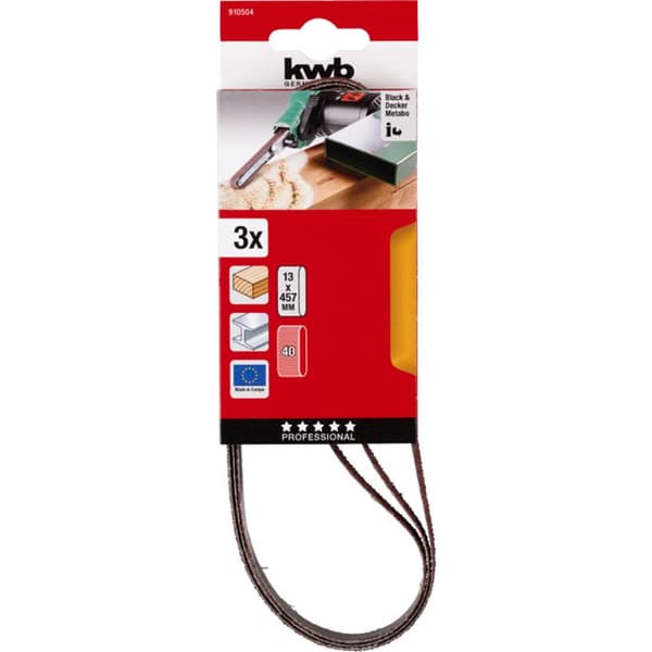 kwb 910504 Slipband set Kornighet 40 (L x B) 457 mm x 13 mm 3 st