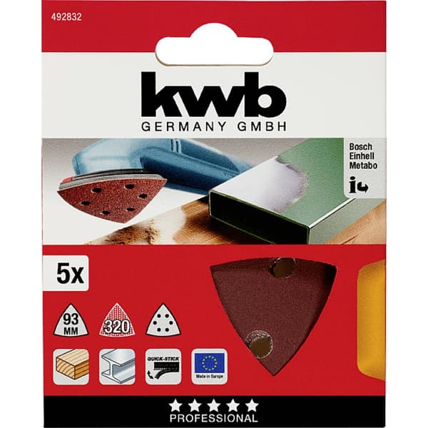kwb 492832 Deltaslippapper Kornighet 320 (Ø) 93 mm 5 st