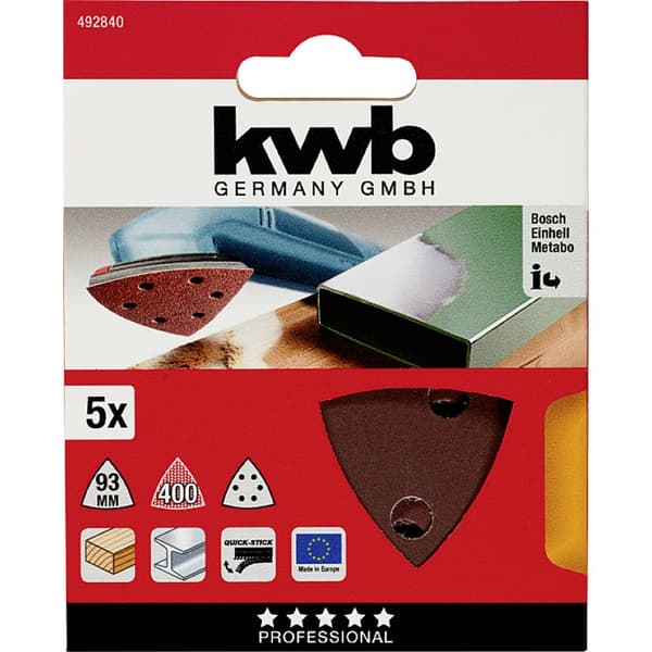 kwb 492840 Deltaslippapper Kornighet 400 (Ø) 93 mm 5 st