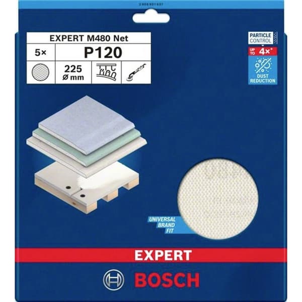 Bosch Accessories 2608901637 Sliptnät för torrslipmaskin Kornighet 120 (Ø) 225 mm 5 st