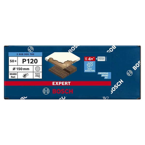 Bosch Professional Sandpapper Expert M480 150 Mm G120 50 Enheter Vit