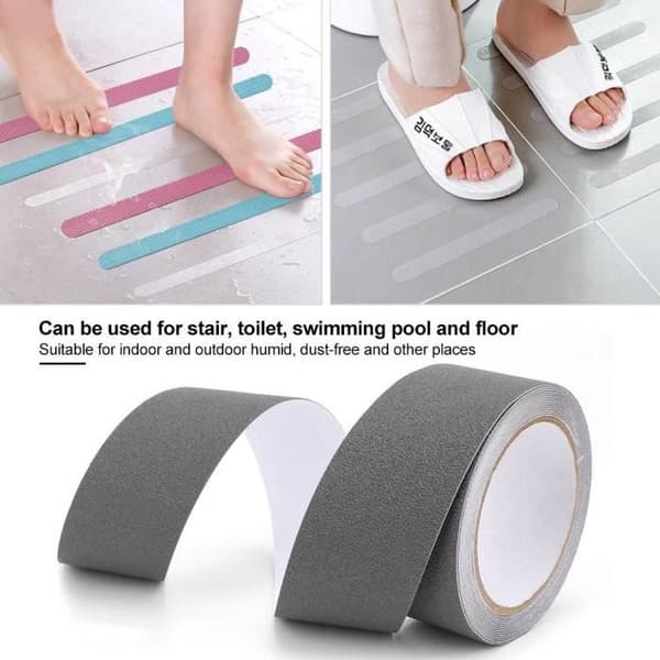 Zerodis Anti-Slip Strip PEVA/PU Anti-Slip Slipande Säkerhetslist Trapp Gummigolv 5m (Grå)
