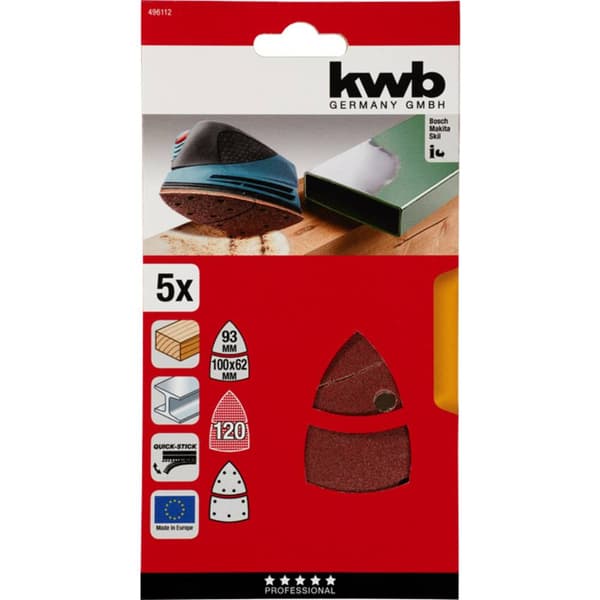 kwb 496112 Deltaslippapper Kornighet 120 (L x B) 62, 93 mm, mm x 100 mm 5 st