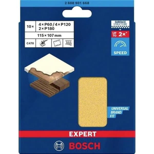 Bosch tillbehör 2608901668 Sandpapper för orbitalslipmaskin Korn 60, 120, 180 (L x B) 107 mm x 115 mm 1 set
