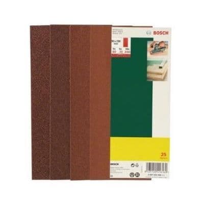 Sandpappersset - BOSCH - Operforerad - Korn 60, 80, 120, 240 - Paket om 25
