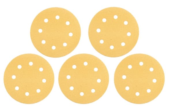 Kardborresandpapper 180 mm, K80, 5 st, med 8 hål för slipmaskin 59G263